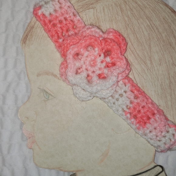 Handmade Crochet Baby Girl Flower Headband Tie Dye - Picture 5 of 5